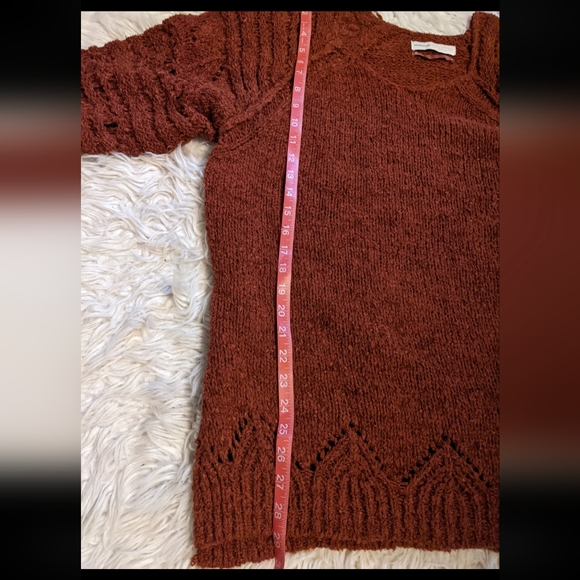 Anthropologie Pilcro Devenne Pointelle Pullover Sweater Cedar rust color - Picture 6 of 9